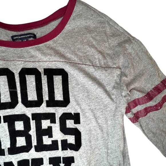 AE Good Vibes Only Baseball Tee Size L - Picture 4 of 5